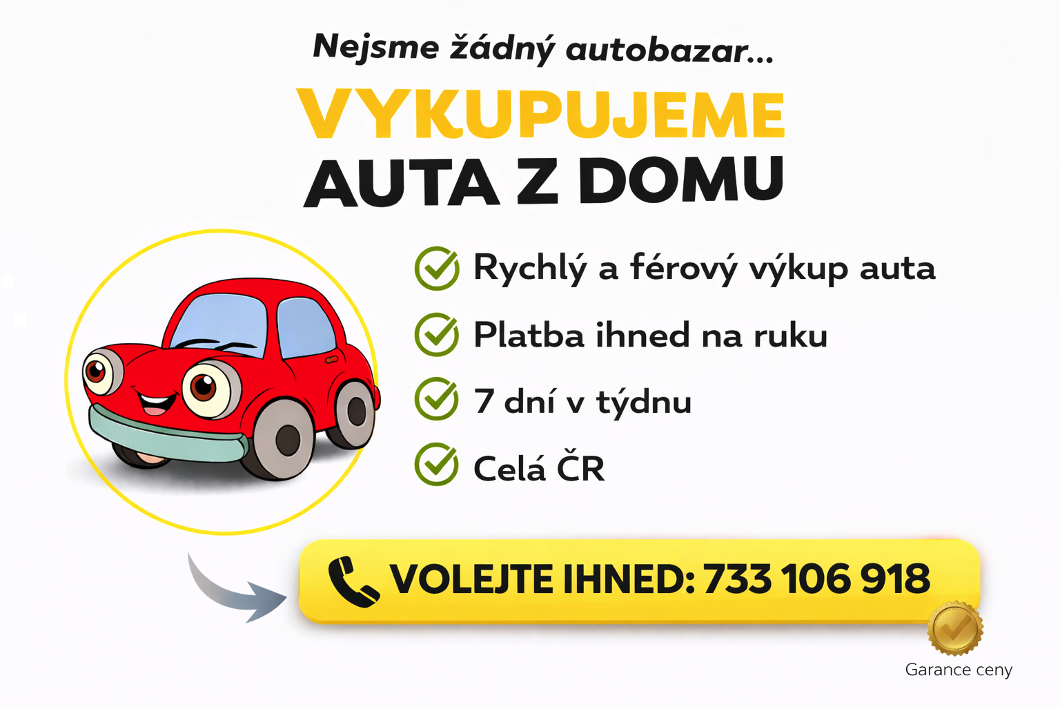 Dobrý výkup řeší prodej auta od A do Z. Má garanci ceny a kladné recenze zákazníků.